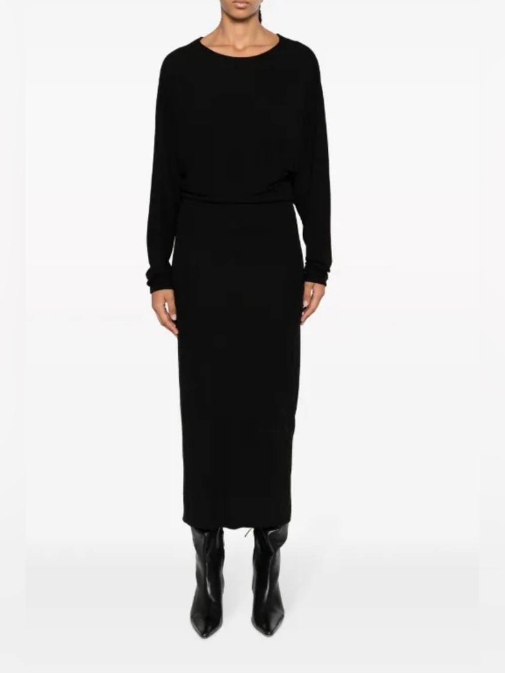Khaite NWT The Trina Black Open Back Midi Dress size large